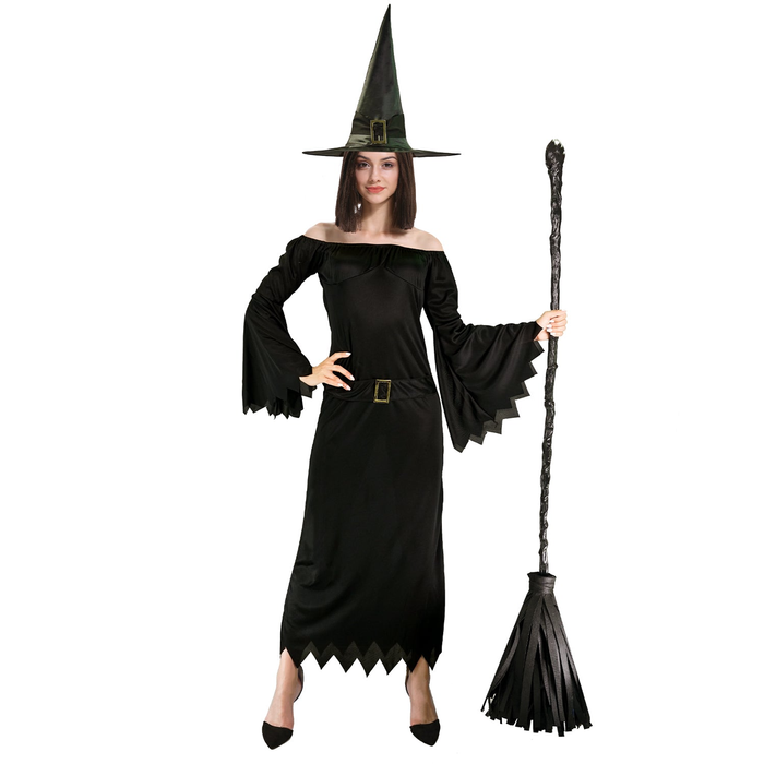 Adult Elegant Wicked Witch Costume Halloween Party Gothic Vampire Black