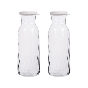 LAV Fonte Optic Glass Carafes - 1.2L - White Lid - Pack of 2