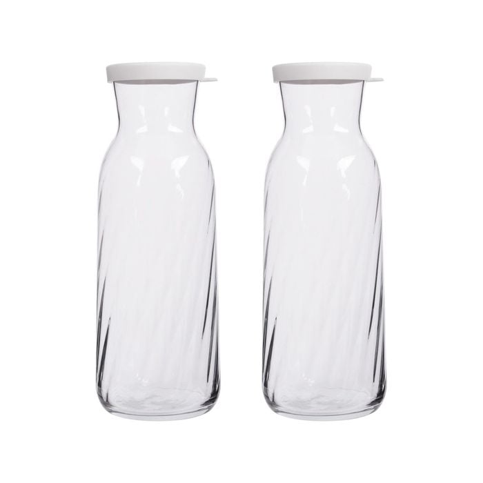 LAV Fonte Optic Glass Carafes - 1.2L - White Lid - Pack of 2