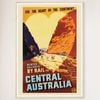 Galrie Vintage Central Australia Train Travel Poster for Winter Holidays, Wood Frame, A4 21 x 30cm (8 x 12inch)
