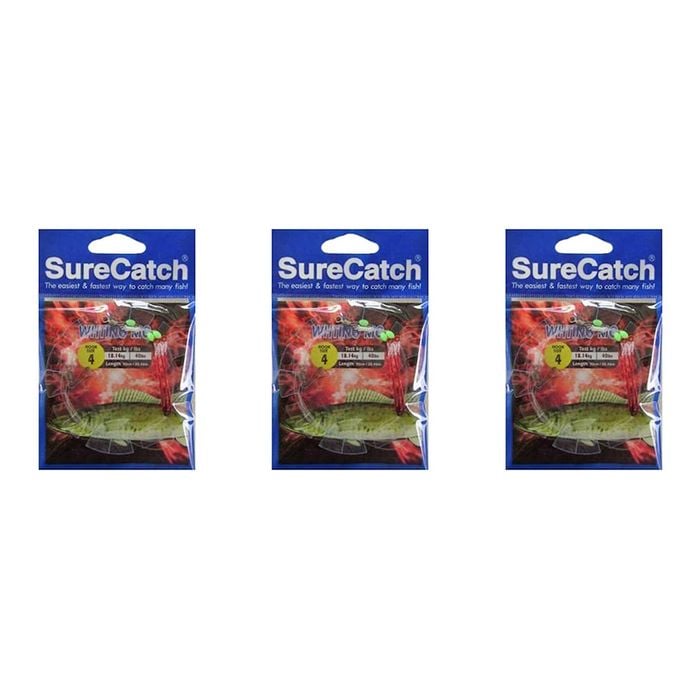 3x Surecatch Whiting Rig Hooks and Lumo Beads Size 4