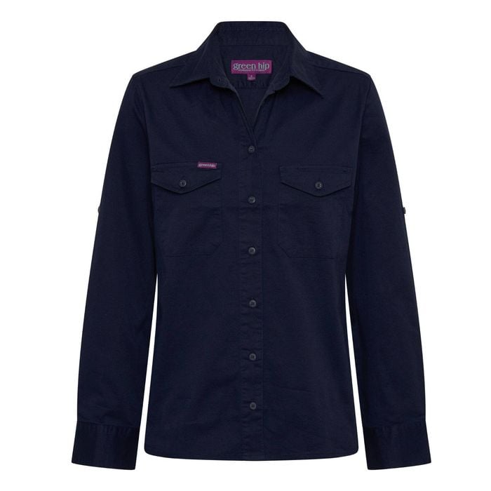 Green Hip Long Sleeve Navy Blue Size 10