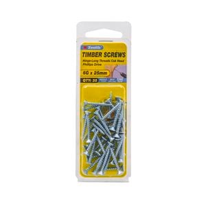 Zenith 6G x 25mm Zinc Plated Timber Screw - 35 Pack