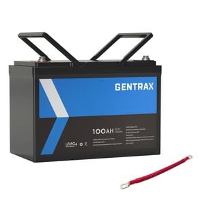 Gentrax 12v 100ah Lifepo4 Lithium Battery + 0.2m 1awg Connector Cable