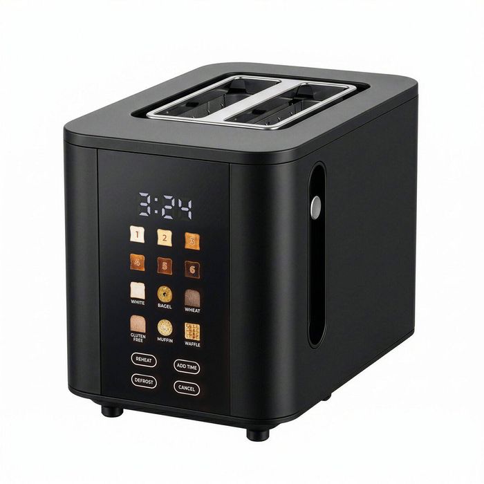 Healthy Choice 2-Slice Digital Toaster 800-950W Smart Touch Screen 6 Browning Levels Reheat & Defrost - Black
