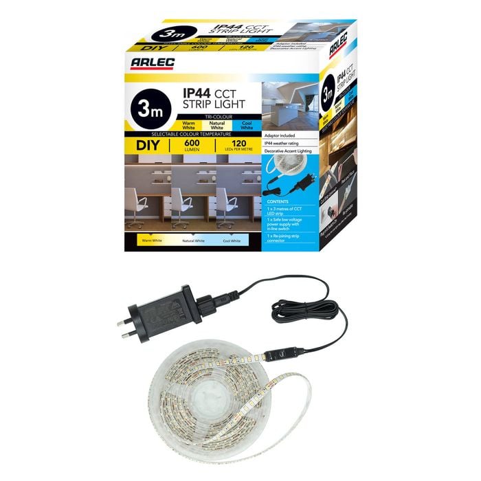 Arlec 3m 600lm CCT IP44 LED Strip Light