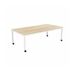 Olg Axis Mobile Table White Frame New Oak Smooth Top L1200mm X W600mm