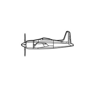 Ignite Laser Grumman F8F Bearcat - Carrier-Based Fighter Aircraft Silhouette Metal Wall Art Coated Black 15.7 inch - 40 cm
