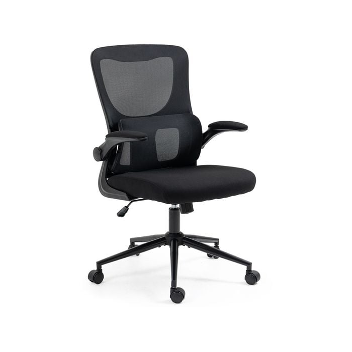 FORTIA Ergonomic Office Chair, Lumbar Support, Retractable Armrests, Black