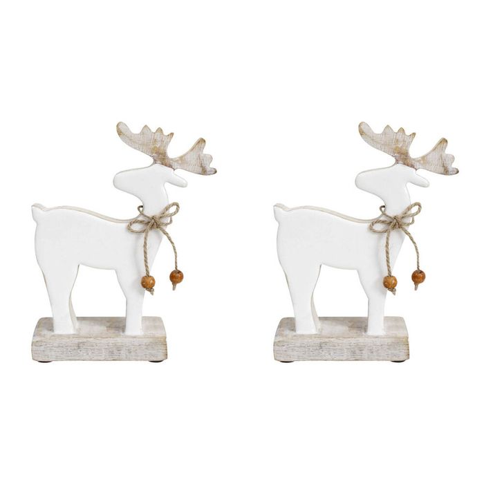 2x LVD Standing Reindeer Wood Ornament Home/Room Decor Medium 13x17cm White