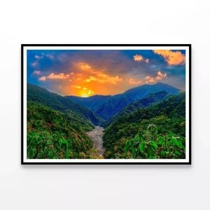 Mountain, Sunrise Sky & Grass  Print 100% Australian Made 90x60cm  (Poster)
