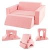 Costway 8pcs Modular Play Sofa Couch Building Blocks Kids Lounge Chair Pink