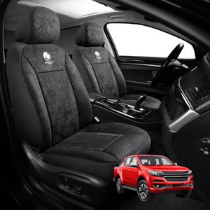 Australian Goose Edition Front Seat Covers for Holden Colorado Ute Dual Cab 2012 - 2020 (VE, VF) - Suede, Universal Fit - Black
