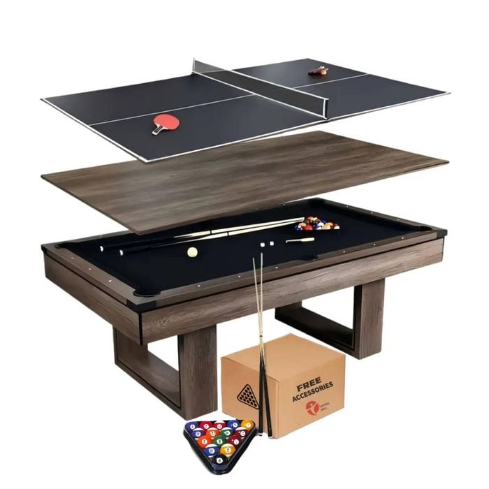 TOPONE Ethan 3-IN-1 Pool Table/Billiard Table/Table Tennis Table/Dinning Table - 7FT/8FT - 7FT TABLE