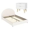 Artiss Gas Lift Bed Frame with Bedside Table Set Boucle Fabric Queen