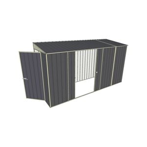 Build-A-Shed 1.2 x 3.7 x 2.0m Tunnel Shed Tunnel Hinged Door with Double Sliding Side Doors - Grey