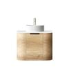 Attica 600mm Natural Oak Bentwood Wall Hung Curve Vanity With Carrara Stone Top