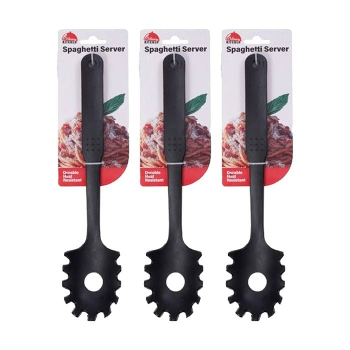 3PK Culinary Kitchen Nylon Spaghetti Server W/ Hanging Hole Cooking Utensil BLK