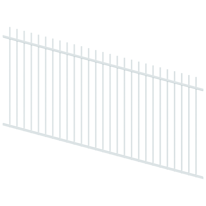 ProtectorAl 1201 - 2400 x 1200mm Pearl White Raked Up to 15º Picket Top Pool Fence Panel