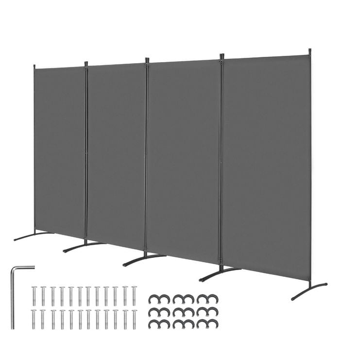 Vevor 4 Panels Room Divider Grey Portable Freestanding For Office Bedroom Study