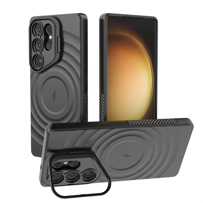 For Samsung Galaxy S25 Ultra Magnetic Magsafe Case Back Camera Holder Cover - Black