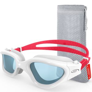 Emsina Swim Goggles, Polarized Swimming Goggles Anti-Fog for Adult Men Women(RedSmokeLens)