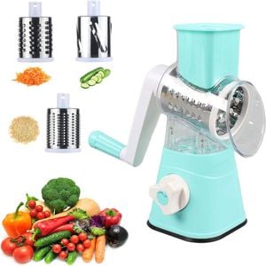 Catzon 3 In 1 Rotary Cheese Grater With Power Suction Base-blue