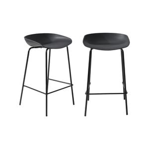 Oikiture Bar Stools Metal Black x2