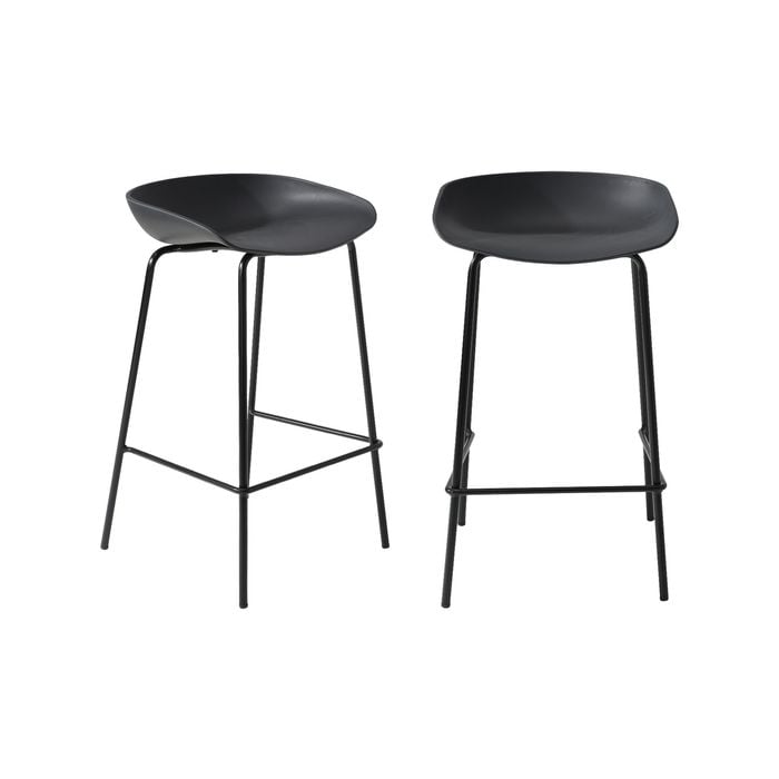 Oikiture Bar Stools Metal Black x2