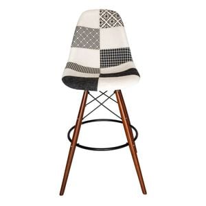 Sk Designer Living | Replica Eames Dsw Stool | Fabric & Walnut - Multicoloured V3