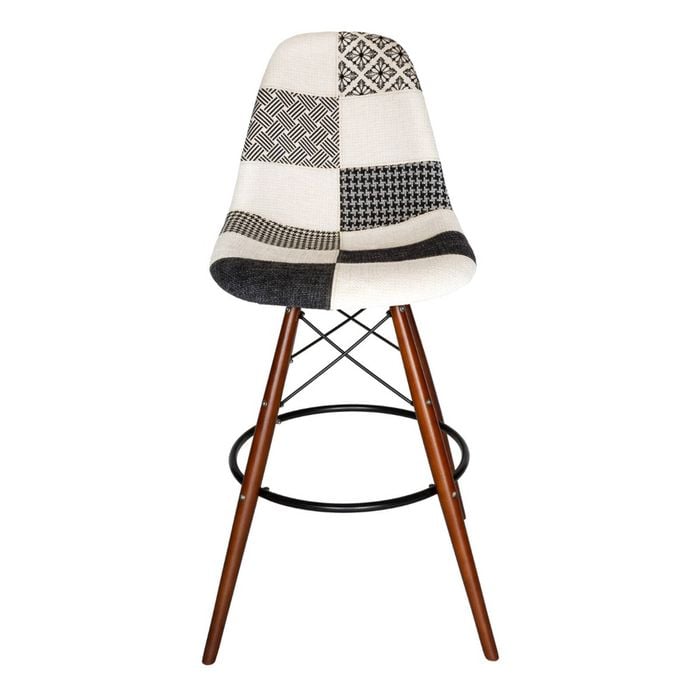 Sk Designer Living | Replica Eames Dsw Stool | Fabric & Walnut - Multicoloured V3