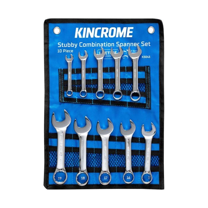 Stubby Combination Spanner Set 10 Piece - Metric