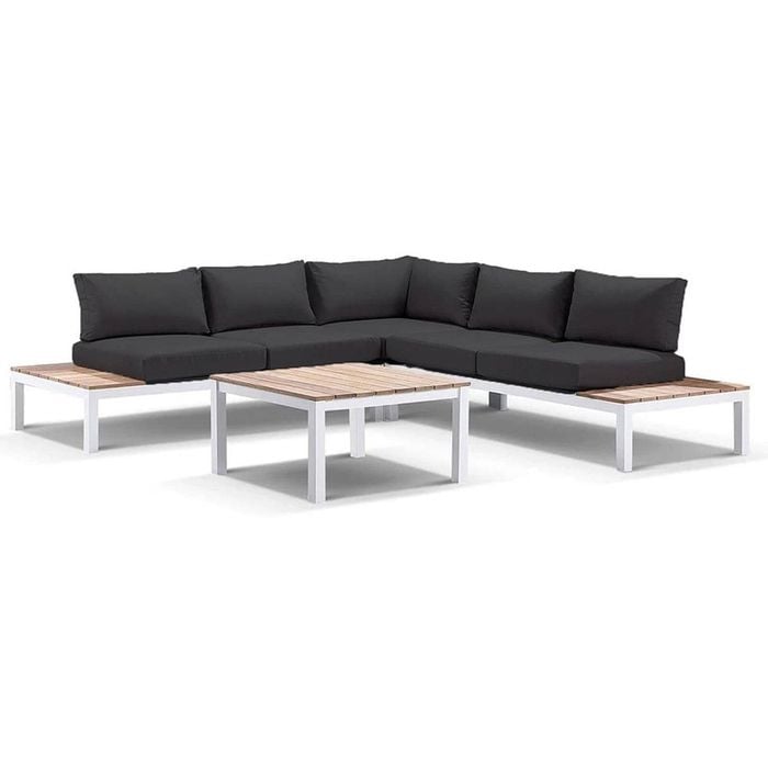 Nova Package A In White Aluminium Outdoor Modular Corner Lounge - White with Olefin Grey