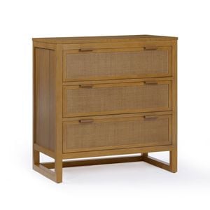Teamson Home Hatteras Dresser with 3 Rattan Inset Panel Drawers, Natural