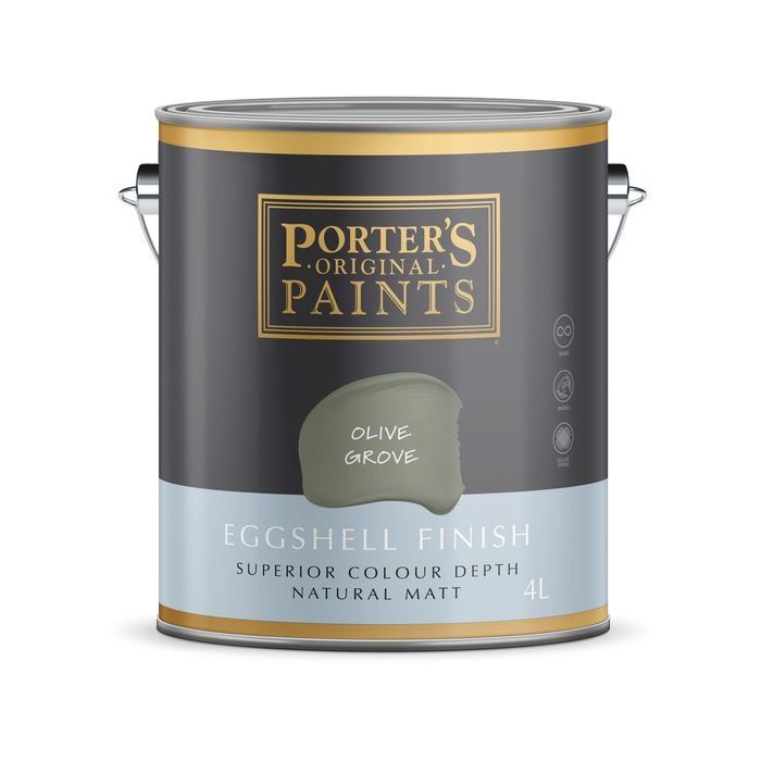 Porter's 4L Olive Grove Eggshell Finish Broadwall Washable Paint - 4L