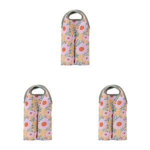 3PK Splosh Picnic Spring Floral Wine Cooler Insulated Bag 23x37cm