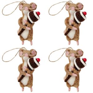 4PK Urban Mouse Lollipop/Pudding Feast Hanging Decor 10cm Brown/White Assorted