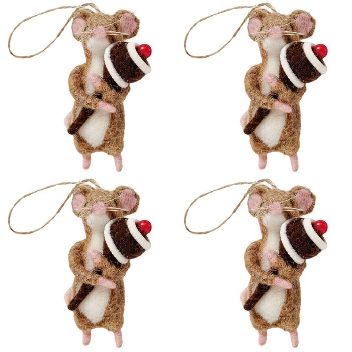 4PK Urban Mouse Lollipop/Pudding Feast Hanging Decor 10cm Brown/White Assorted