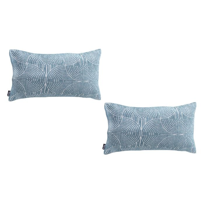 SOGA 2X 35cm Blue Throw Pillows – Geometric Corded