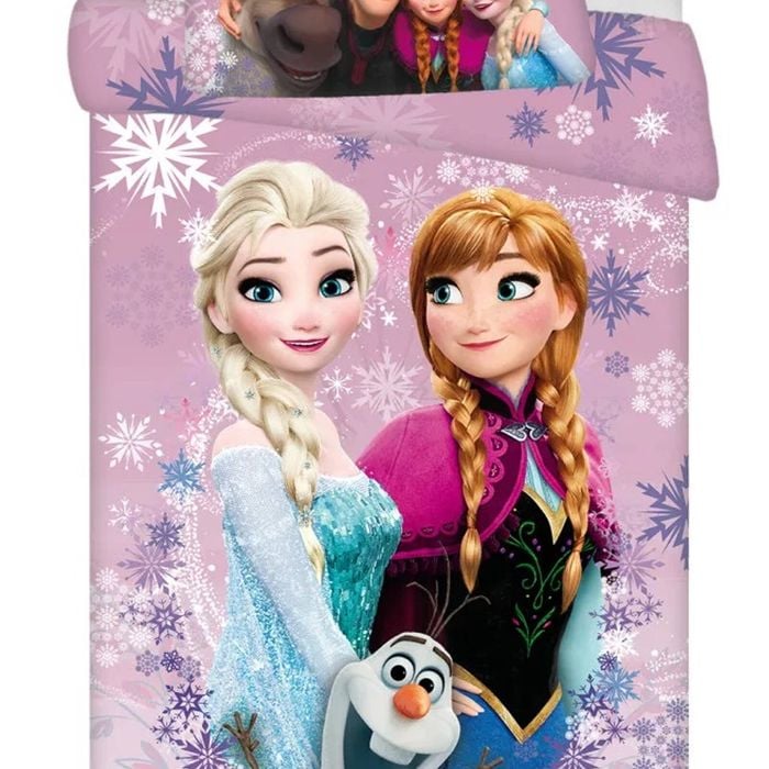 Disney Frozen Kids Purple Cotton Quilt Cover Set - Toddler Bed Size