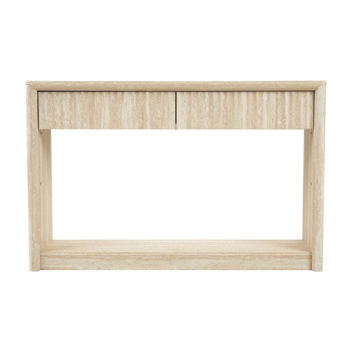 Dreamo Travertine-look Console Table With Ripple Drawer