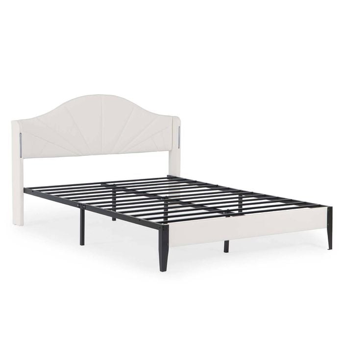 Bellos Living Faux Leather Bed With Touch-sensor Adjustable Led Lights King/brown