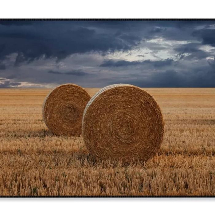 Straw Bales in A Field at Sunset   Print 100% Australian Made 90x60cm  (Poster)