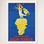 Galrie Joseph Perrier Vintage Champagne Advertising Poster Timeless Elegance for Space, White Frame, 50 x 70cm (20 x 28inch)