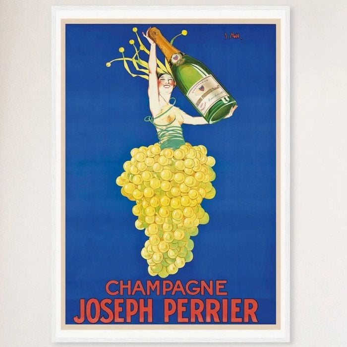 Galrie Joseph Perrier Vintage Champagne Advertising Poster Timeless Elegance for Space, White Frame, 50 x 70cm (20 x 28inch)