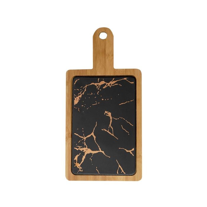 SOGA 33.5cm Black Square Wooden Serving Tray