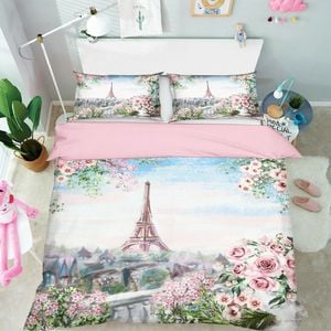 3D Eiffel Tower 345 Bed Pillowcases Quilt King Single Size