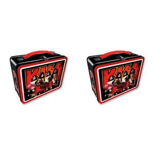 2PK Aquarius Tin Carry All Kiss Fun Box Food Storage Lunchbox