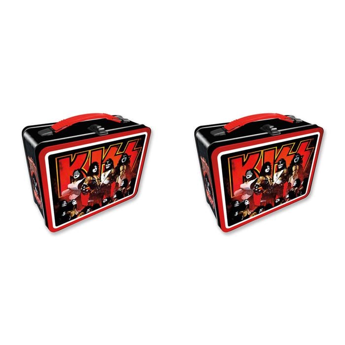 2PK Aquarius Tin Carry All Kiss Fun Box Food Storage Lunchbox