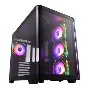 Fsp M580 Curved Glass Panoramic Sea View Mid-tower Atx Gaming Computer Case - Black [m580-ba]